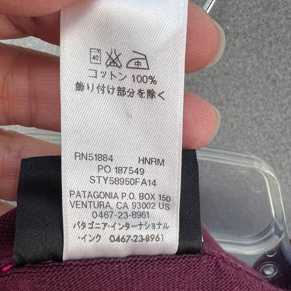 Patagonia Dress Women's Medium Pink Maroon Striped Crew Neck T-Shirt 3/4 Sleeve - Picture 12 of 13